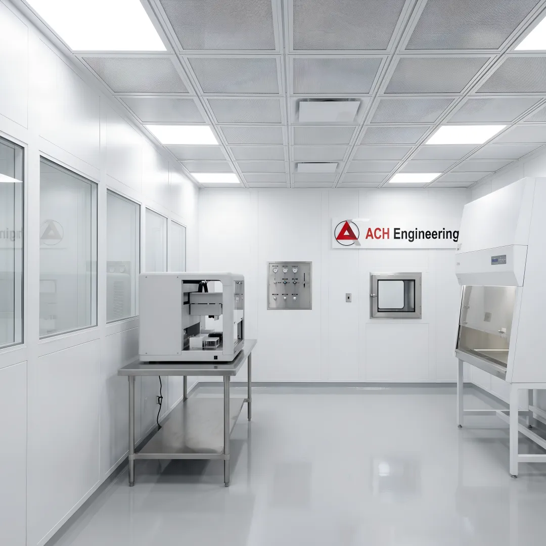 Modern high throughput screening cleanroom laboratory with automated equipment