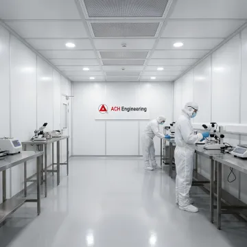 ISO-certified modular cleanroom facility with precision engineering equipment