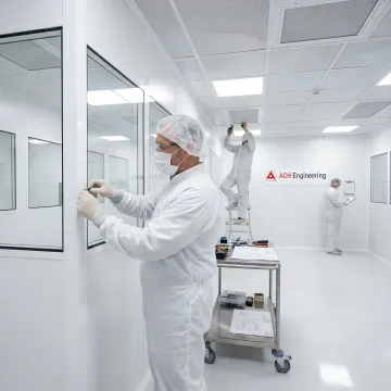 Modern automotive cleanroom manufacturing facility with controlled environment