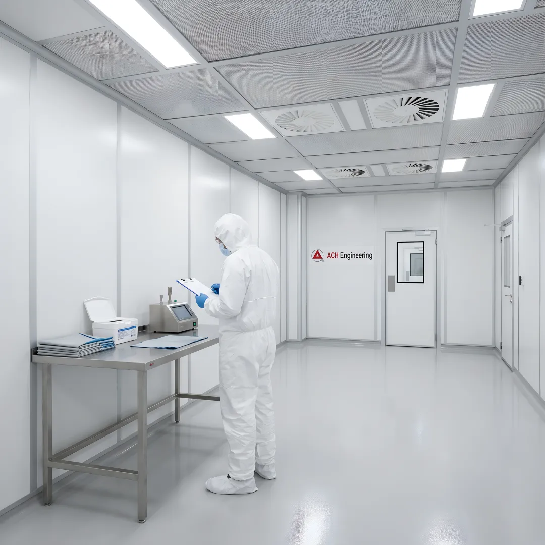 Technicians working in contamination-controlled cleanroom environment for data recovery