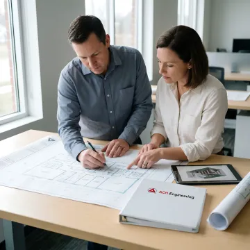 Engineers designing GMP cleanroom layout with technical specifications