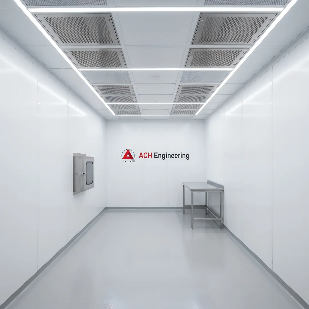 Electronics cleanroom interior showing modular construction and controlled environment systems