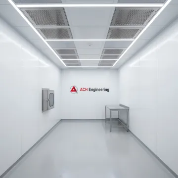 Electronics cleanroom interior showing modular construction and controlled environment systems