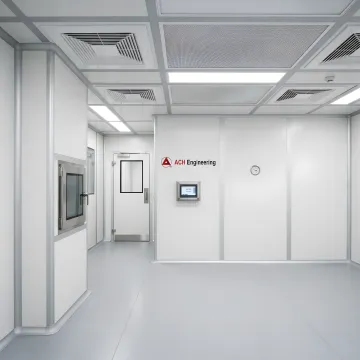 Advanced cleanroom fabrication showing modular construction with HEPA filtration and precise environmental controls