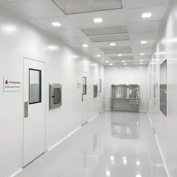 Medical cleanroom with ISO compliance certification and manufacturing equipment