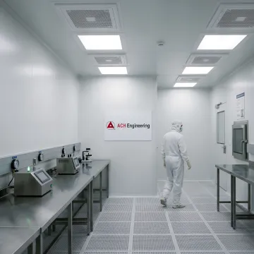 Research laboratory with controlled environment systems and precision equipment