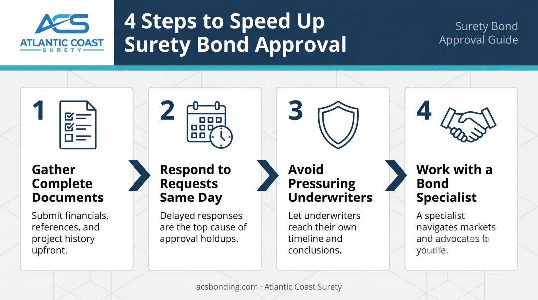 4-step surety bond approval process to minimize delays and speed timelines