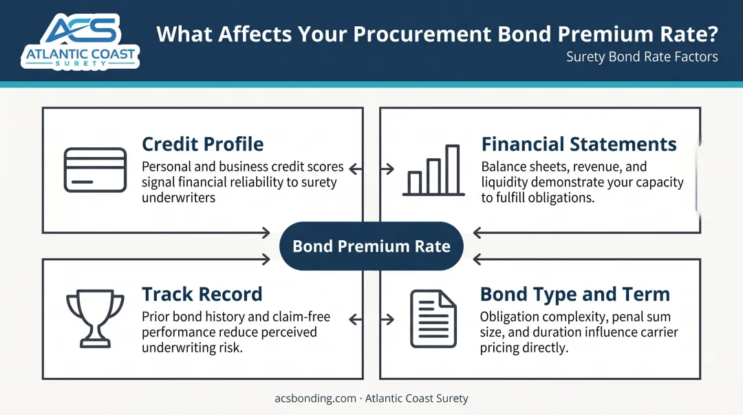 Four key surety bond pricing factors affecting procurement bond premium rates