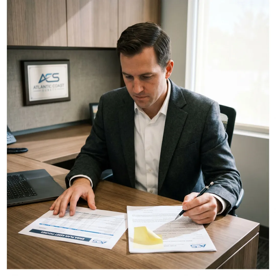 Surety specialist reviewing ERISA plan asset information