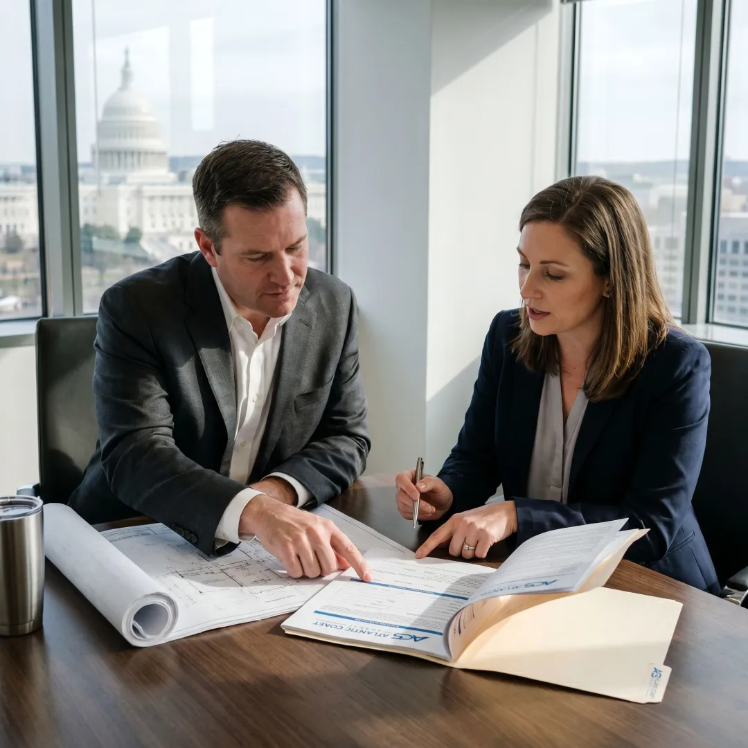 Contractor reviewing Washington D.C. license bond documents