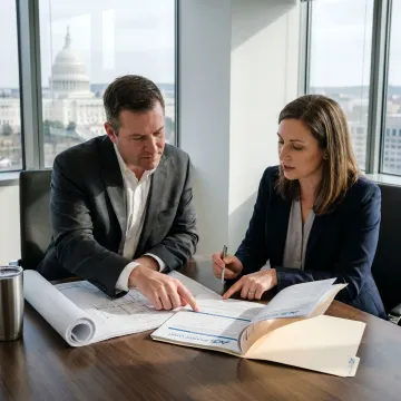 Contractor reviewing Washington D.C. license bond documents