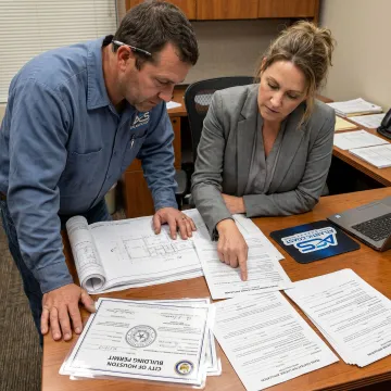 Contractor reviewing Texas license bond paperwork