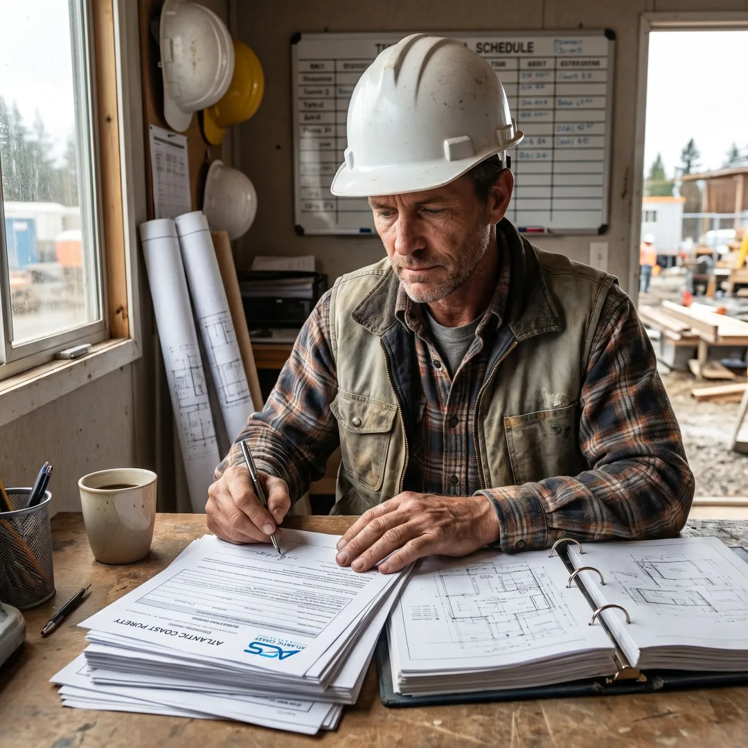 Contractor reviewing Nevada license bond paperwork
