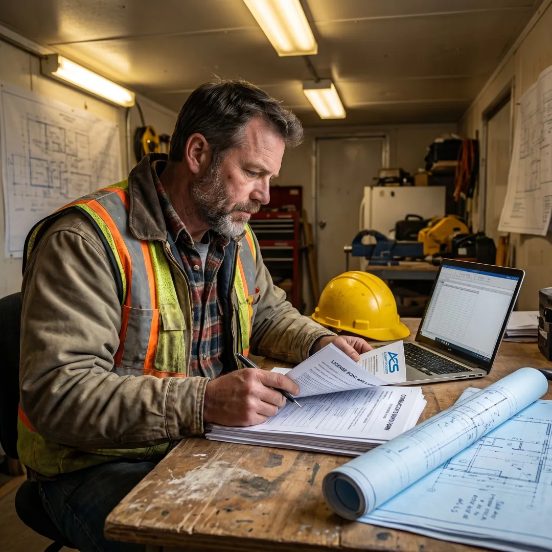 Contractor reviewing South Dakota license bond documents