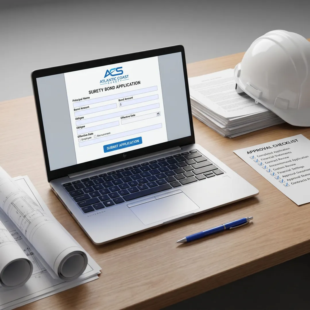 Online surety bond application process