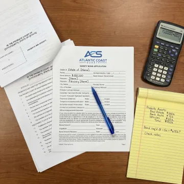 Probate bond cost estimate paperwork