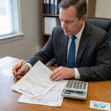Surety specialist reviewing probate bond documents