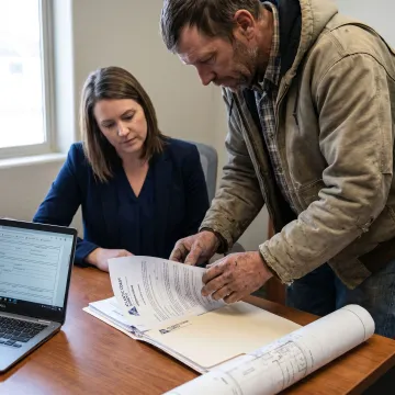 Contractor reviewing Wyoming license bond paperwork