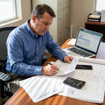Surety specialist preparing contractor license bond documents