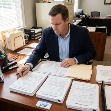 Surety specialist preparing contractor bond documents