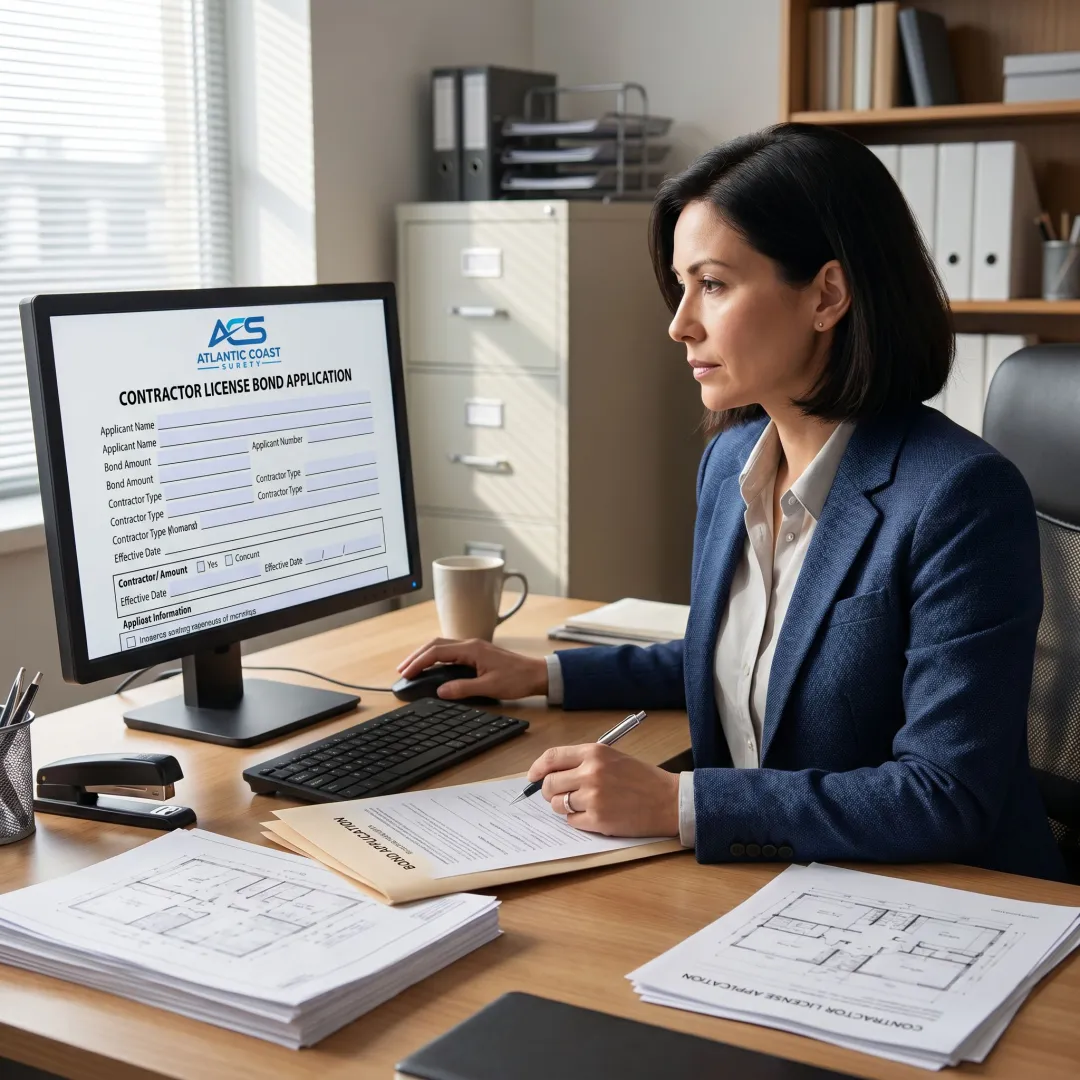 Online surety bond application process