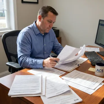 Surety specialist reviewing contractor bond application