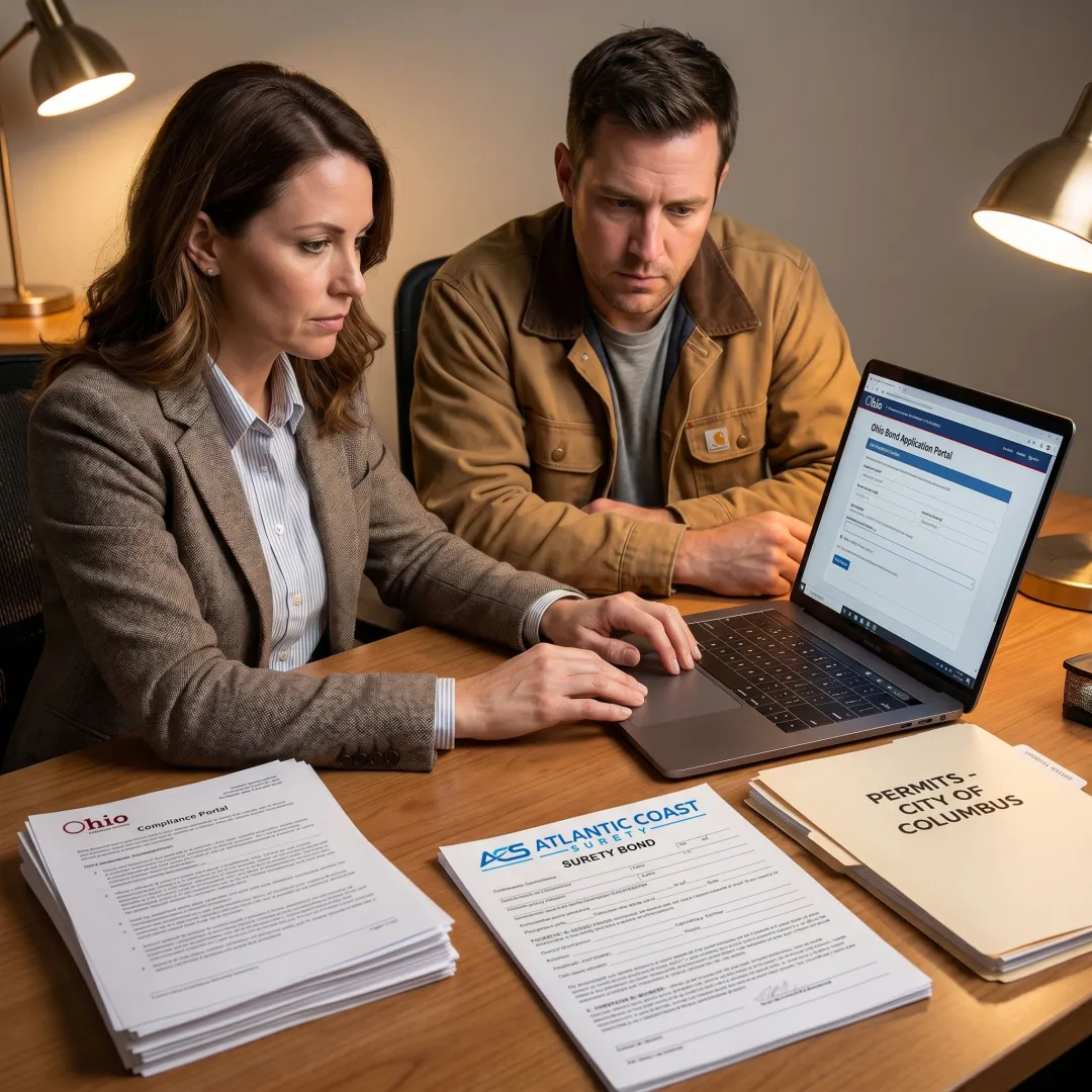 Surety specialist processing an online bond application