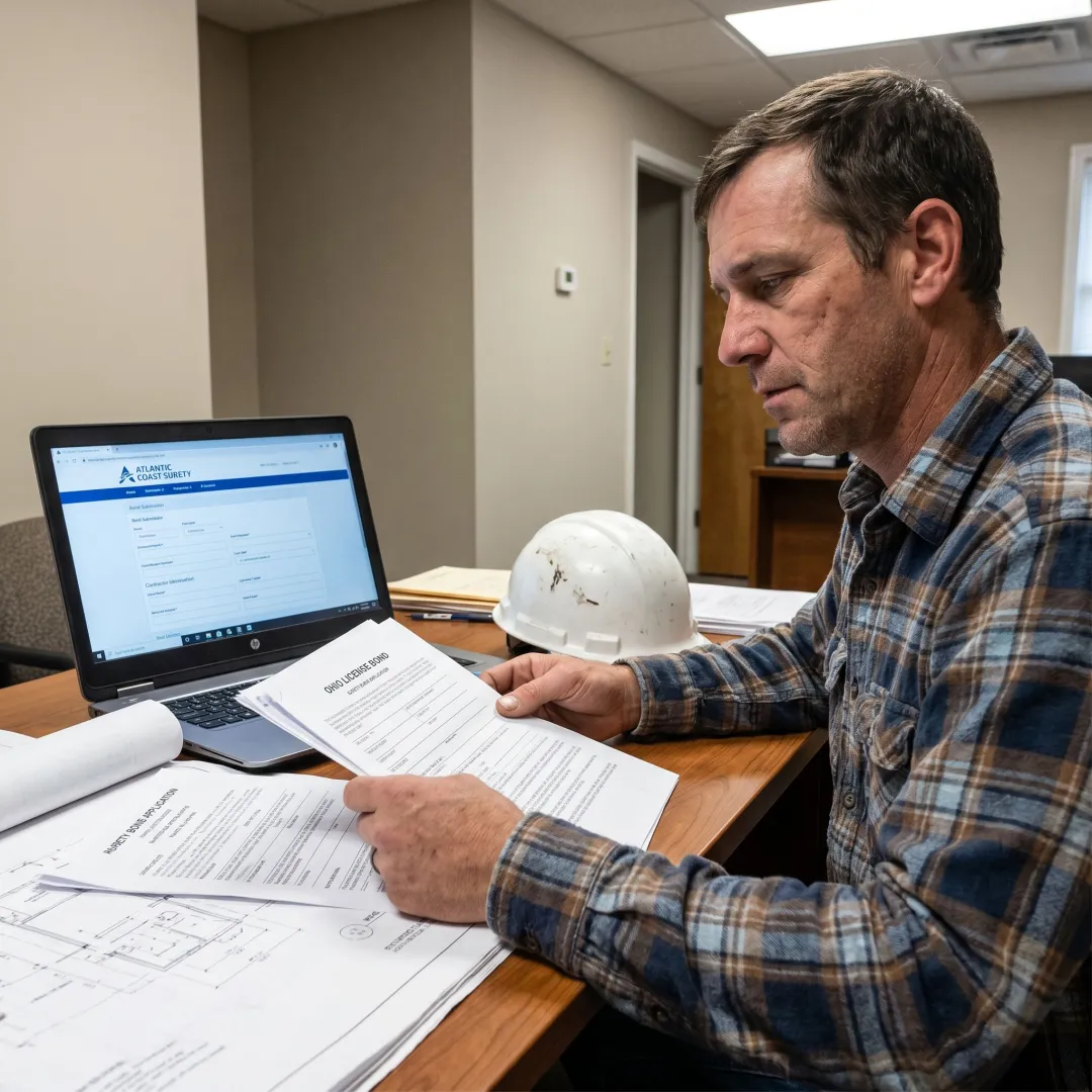 Contractor buying an Ohio license bond online