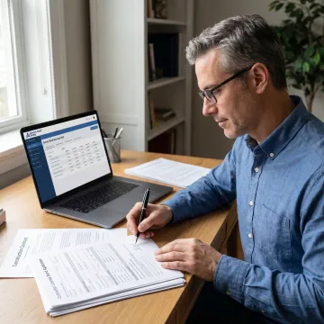 Surety specialist preparing contractor bond documents