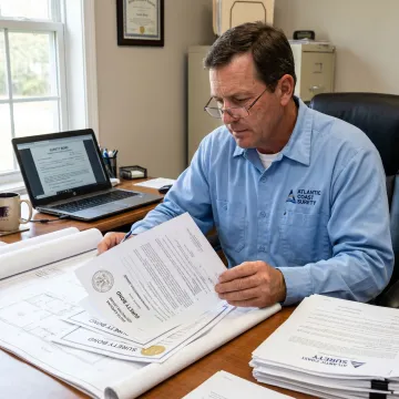 Contractor reviewing South Carolina license bond documents