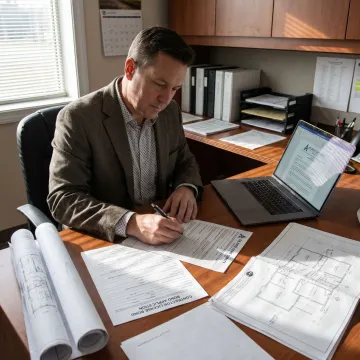 Surety specialist preparing contractor bond documents