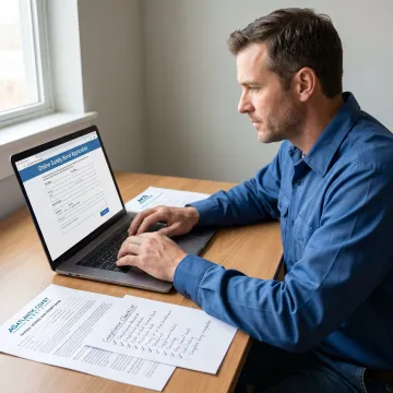 Contractor reviewing Kansas license bond documents online