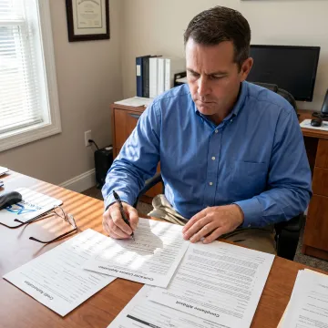 Surety specialist preparing contractor bond