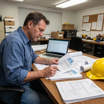 Contractor reviewing license bond paperwork