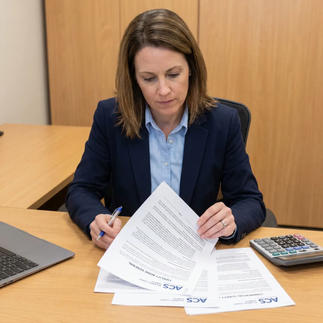 Fidelity bond renewal documents being reviewed