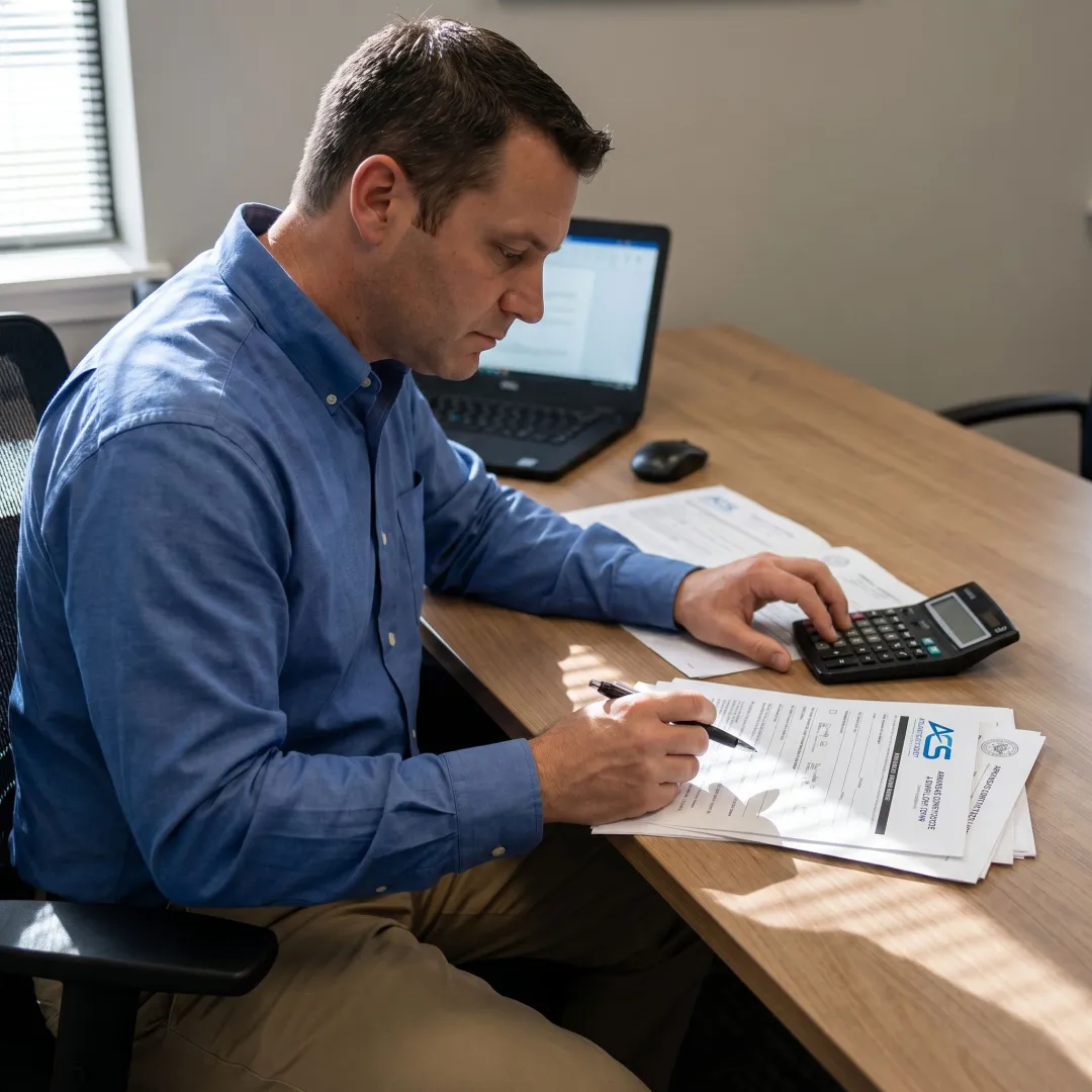 Arkansas contractor reviewing license bond documents
