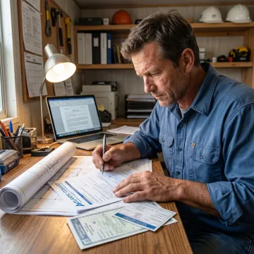 Contractor reviewing Colorado license bond paperwork