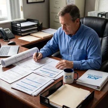 Surety specialist reviewing contractor bond application