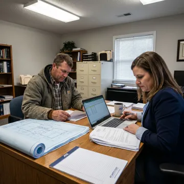 Contractor reviewing surety bond documents