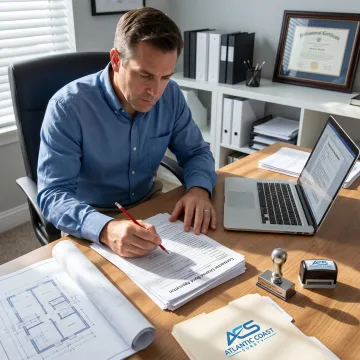 Surety specialist preparing contractor bond documents
