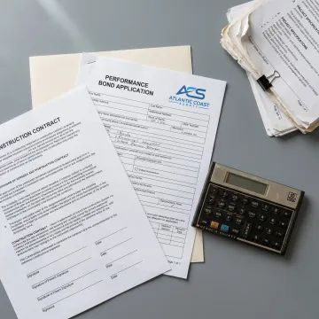 Performance bond documents prepared for underwriting review
