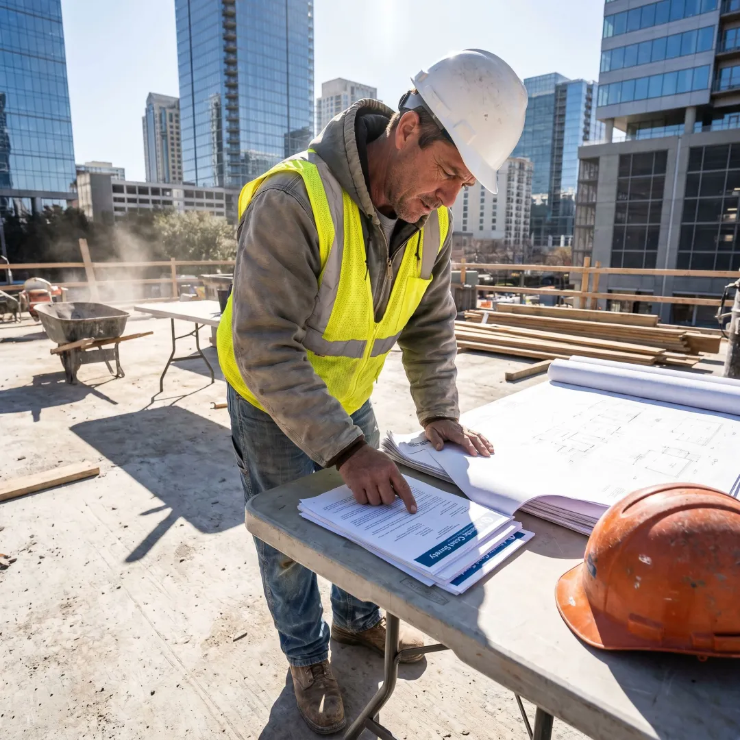 Texas contractor reviewing bond documents