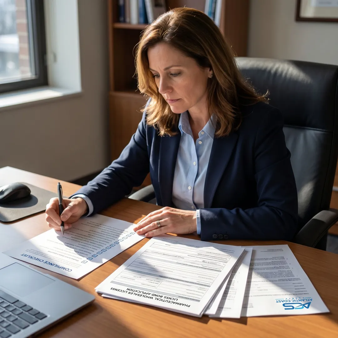 Surety bond specialist reviewing an application