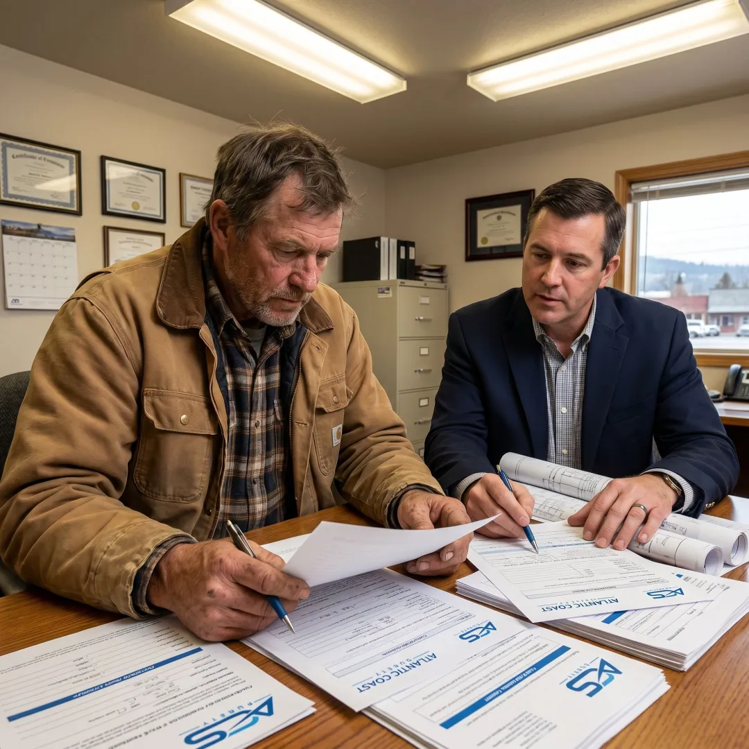 Montana contractor reviewing license bond paperwork