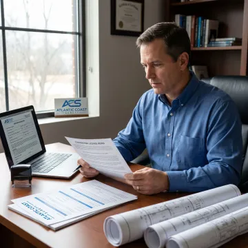 Surety specialist preparing contractor bond paperwork