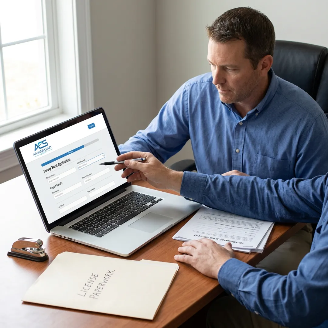 Contractor buying a license bond online