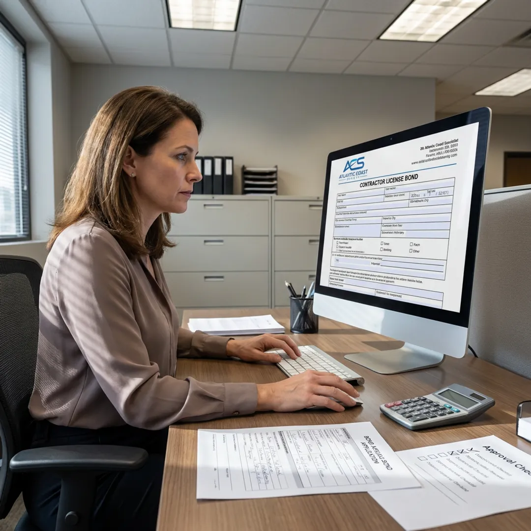 Online contractor bond application process