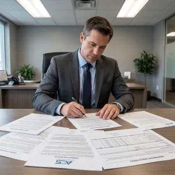 Surety bond documents reviewed by a business professional