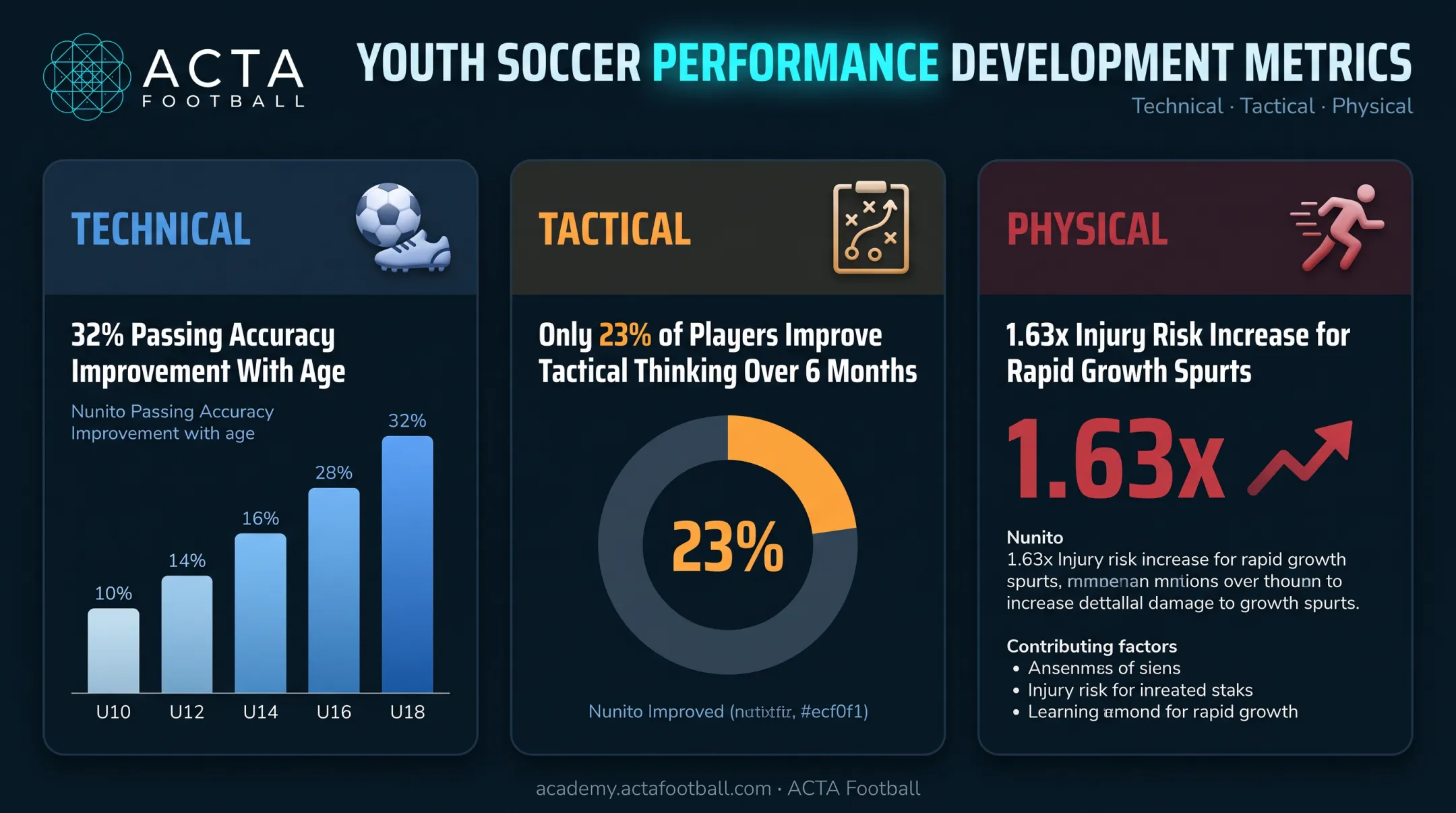 Youth soccer technical tactical and physical development statistics comparison chart