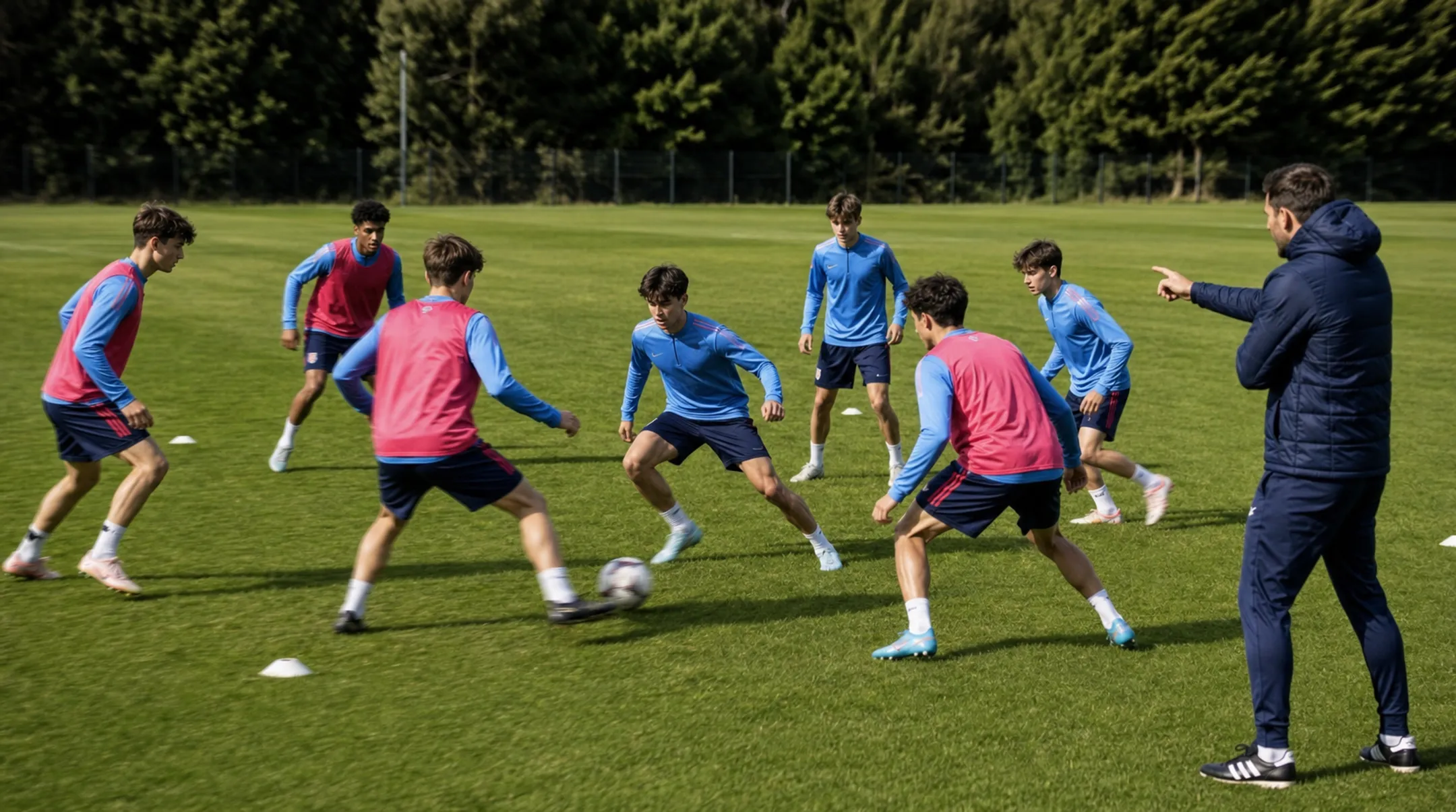 Youth soccer players training under pressure in small-sided game drill